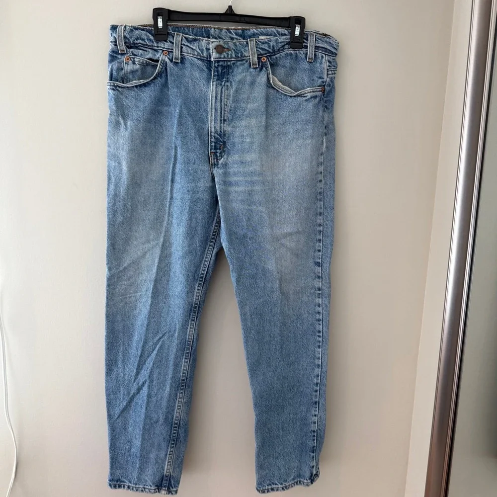 Vintage Levis 505 Orange Tab Jeans Mens 38x30 Light Wash Straight Leg Brazil